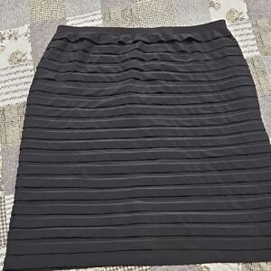 Black Ribbed Pencil Skirt for Work